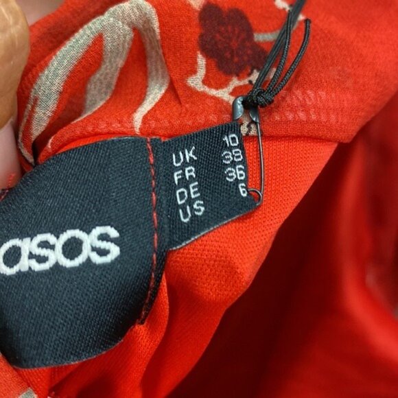 ASOS Oriental Red Cherry Blossom NWT Dress - Picture 6 of 7